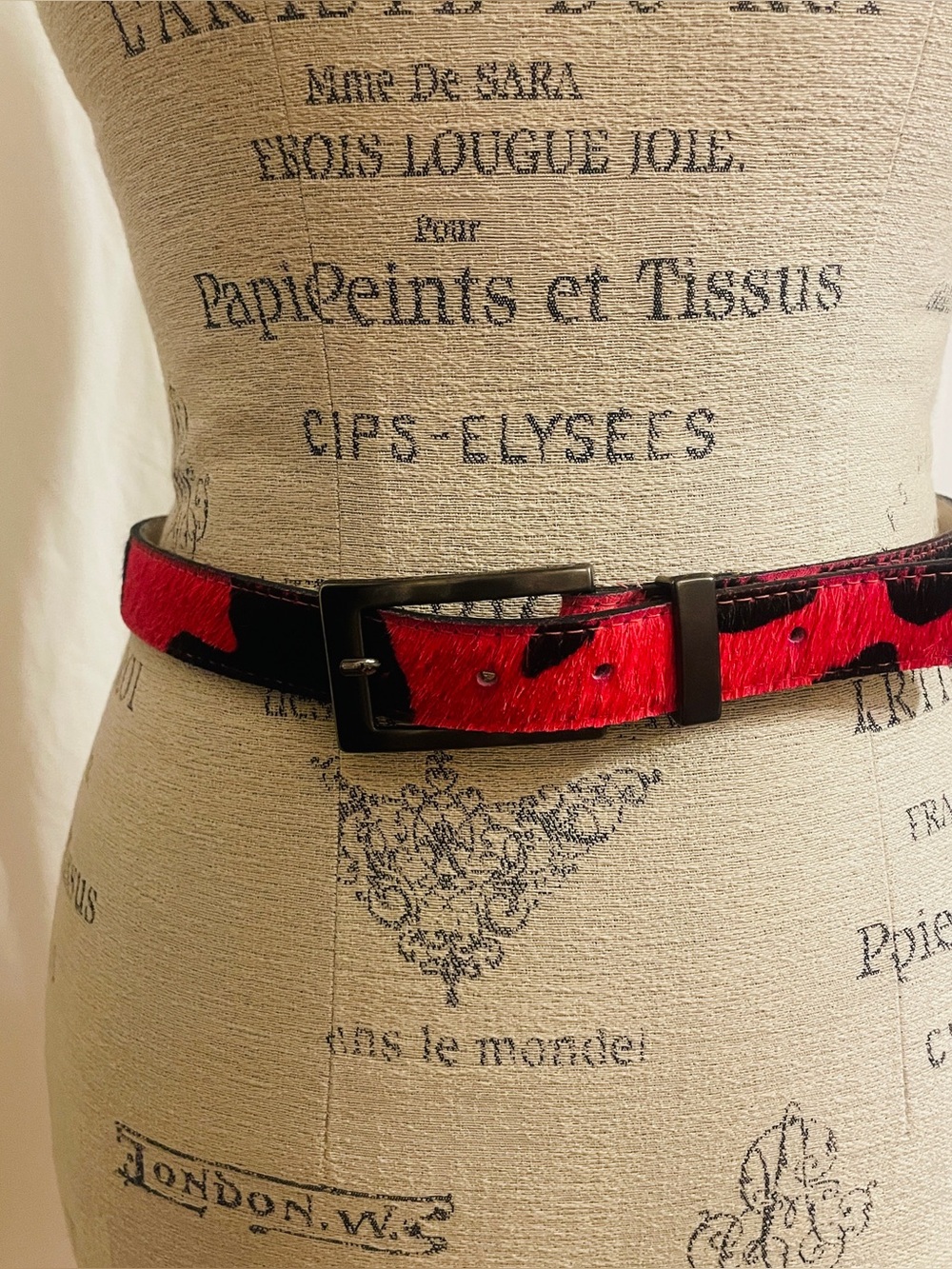 Pink and Black Haircalf Belt Sz M Elite